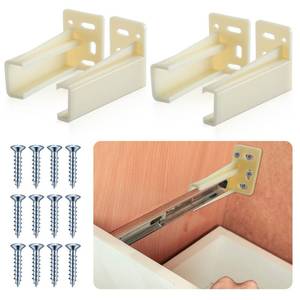 lot 4142 image: Chunful 2 Pair Rear Drawer Track Socket Back Plates Mounting Brackets Durable Plastic Drawer Track Back Plate Left and Right Close Locker Slides Socket for Repairing Replacing (Milky)&nbsp&nbsp
