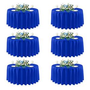 lot 4150 image: sancua Royal Blue Round Tablecloths 120 Inch, 6 Pack - Circle Fabric Cloth Table Cloths for Independence Day Wedding Party Banquet Birthday, Washable Polyester Table Cover (Fit 30-72 Inch Tables) - Retail $67