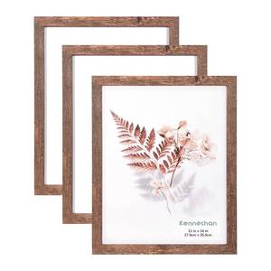 lot 4151 image: kennethan 11x14 Picture Frame Rotten Brown 3 Pcs in 1 set Frame can Display 8x10 Picture with Mat or 11x14 Without Mat on the Wall - Retail $20