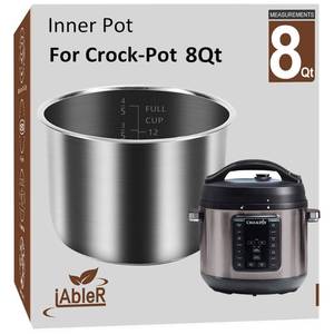 lot 4159 image: Original Inner Pot for Crock Pot 8 Quart - Stainless Steel Replacement Pot for Crock-Pot 8 Qt Multi-Cooker Crockpot XL Pressure Cooker Accessories Parts - Retail $37