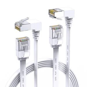 lot 4167 image: JUXINICE 2Pack Right Angle Cat 6 Ethernet Cable 90 Degree Cat7 Ethernet Patch Cable-6ft, 10Gbps High Speed Flat CAT6 Gigabit Internet Network LAN Patch Cords- White(UPDown) Angle&nbsp&nbsp