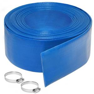 lot 4174 image: Gonioa 2 inches x 25 FT Heavy-Duty PVC Swimming Pool Backwash Hose, Reinforced Discharge Hose with Clamp for Swimming Pools, Blue - Retail $23