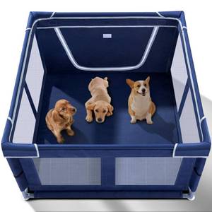 lot 4182 image: Puppy Playpen Indoor for Dog Small Pets, Dog Playpen 42x42 x25 inch, Dog Play Pen Indoors with Gate, Oxford Fabric Pet Exercise pens for Puppy, Anti-Tipping Dog Enclosure with Zipper Door - Retail $50