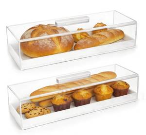 lot 4187 image: Acrylic Rectangular Cake Tray - Multifunctional Cake Stand with Cover Lid (2PCS) - Retail $46