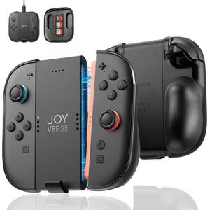 lot 4188 image: JSAUX Charging Grip for Switch 2 JoyCon, Built-in Battery & Playing While Charging, Ergonomic Controller Charger Handle Grip Set for Nintendo Switch 2 (2025) Joy Con, with Front Protective Cover - Retail $23