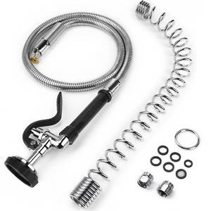 lot 4208 image: Spray Valve with 38 Flexible Stainless Steel Hose & Pre-Rinse Overhead Spring, Commercial Faucet Flexible Hose with Spray Head Replacement Kit for Commercial Restaurant Industrial Kitchen Sink Faucet - Retail $116