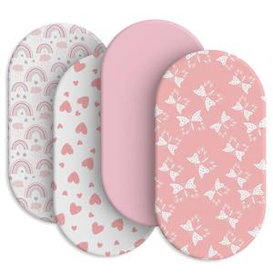 lot 4214 image: IOCCLH Baby Bassinet Sheets for Baby Boy Girls,4-Pack Fitted Bassinet Sheets Set Compatible with Halo Bassinest Swivel Sleeper,Baby Delight,Angelbliss,32X16 (Pink Collection)&nbsp&nbsp