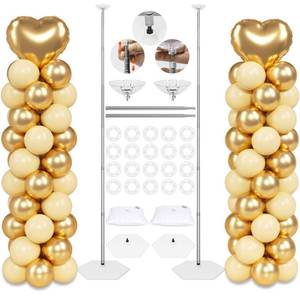 lot 4225 image: Toosci Upgraded Balloon Column Stand Kit, 7 Feet Height Adjustable Balloon Tower Pillar with Reusable Metal Telescopic Design for Graduation, Wedding, Baby Shower, Birthday Party Decoration - Retail $20