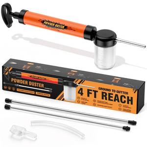 lot 4247 image: Diatomaceous Earth Powder Duster with Adjustable 4FT Rod, Clog-Free &amp Adjustable Output Pump, Ideal for Diatomaceous Earth Application, Powder Dispensing, Dusting Tasks &amp IndoorOutdoor Gardening - Retail $30