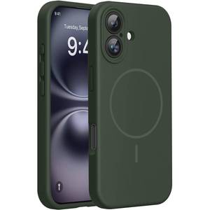 lot 4257 image: Miracase Compatible with iPhone 16 Case, Soft Anti-Scratch Microfiber Lining, Compatible with MagSafe, Liquid Silicone Case Shockproof Drop Protection Phone Case for 16,Dark Green - Retail $21