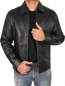 lot 4260 image: STOREJEES Mens Leather Motorcycle Jacket  Jhn Wck Black - S - Retail $150