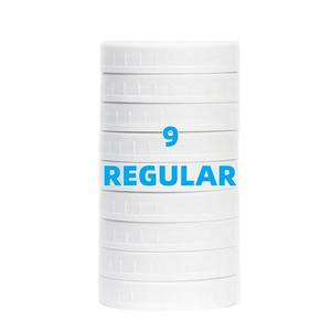 lot 4266 image: Jumterlee 9 Pack White Regular Mouth Mason Jar Lids with Silicone Rings, Plastic Mason Jar Lids,Plastic Canning Lids, Fit Ball,Kerr and More (White)&nbsp
