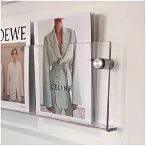 lot 4286 image: ROYALITA 2-Pack Acrylic Magazine Holder Brochure Holder, 17 Record Holder Magazine Rack, Fashion Hanging Bookshelf Literature Storage Rack for Waiting Room, Living Room, Office, Clear 17 Inch - Retail $28