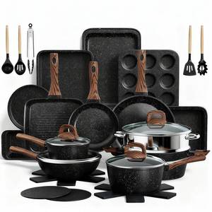 lot 3876 image: Pots and Pans Set Non Stick, 31 Piece Kitchen Induction Cookware & Bakeware Set, Nonstick Kitchen Cooking Pans Set with Frying Pans Set Grill Pan Saucepan Baking Sheet & Utensils, PFOA Free - Retail $150