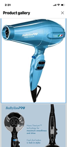 lot 3939 image: BaBylissPRO Nano Titanium Italian Portofino Hair Dryer - Professional 2000 Watt Blow Dryer - Retail $150