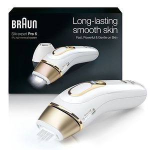 Braun IPL Hair Removal for Women and Men, New Silk Expert Pro 5 PL5157, for Body & Face, Long-lasting Hair Removal System, Alternative to Salon Laser Hair Removal, with Venus Razor, Pouch (B09WG9R7MY) - Retail: $625