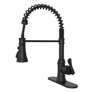 lot 3945 image: Kitchen Faucet 1 or 3 Hole, Black Kitchen Sink Faucet with Pull Down Sprayer, Single Handle High Arc Faucet with 3 Mode Spray for RV Farmhouse Bar Kitchen, Solid Brass Construction Retail $80.99 - Retail $81