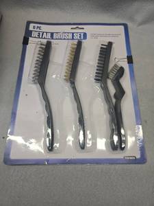 lot 473 image: 4 Piece Detail Brush Set Steel Brass Nylon