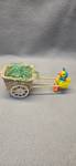 Easter Duck Cart with Wicker Basket and Decorative Box