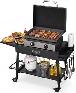 lot 351705 image: Retails for $107 ELITEWILL Griddle Stand Fit for Blackstone 22 Inch & 17 Inch, Portable Grill Stand With Wheels Large Space Outdoor Pizza Oven Table for Backyard Camping BBQ