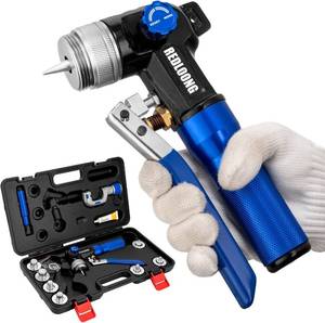 lot 361467 image: Retails for $136 REDLONG HVAC Hydraulic Swaging Tool Kit for Copper Tubing   Expanding 38 to 1-18 with 7 Interchangeable Heads, Portable Tube Expander for HVAC Professionals (Blue)
