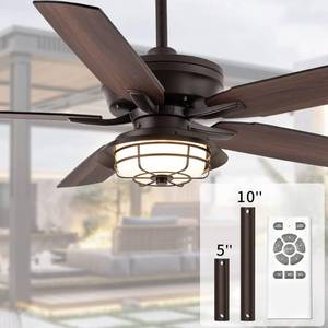 lot 452052 image: Retails for $200 NORFOLK Outdoor Ceiling Fans with Lights and Remote, Waterproof 52 Inch Ceiling Fan with 3 Color LED Light for Patios, Gazebos, and Indoor, Wet Rated Farmhouse Modern Style