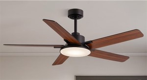lot 152076 image: Retails for $150 52-in Black Ceiling Fan with LED Light and Remote Control (Black)