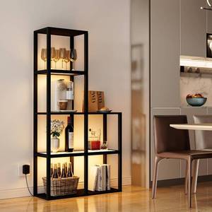 lot 251565 image: Retails for $130 VILICK Display Shelf with LED Light Standing Floor Lamp with Glass Storage Shelves for Collectibles, 5 Tier Tall Corner Shelf Open Curio Cabinet for Living Room, Bedroom, Office, Home Decor