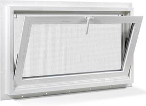 lot 351733 image: Retails for $160 Vinyl Hopper Basement Window, 36 x 24 Sliding Bathroom Window with Double Pane Insulated Tempered Glass and Fiberglass Mesh Screen Window for Basement Bathroom Home RV Garage (White)