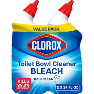 lot 115 image: Clorox Toilet Bowl Cleaner wBleach  Rain Clean  24 fl oz  2 Pack - Retail $274