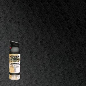 lot 120 image: Rust-Oleum 11oz Universal Hammered Paint and Primer in One Black Oil-Based Spray for Metal, Wood, Glass, 20 sq ft Coverage - Retail $14