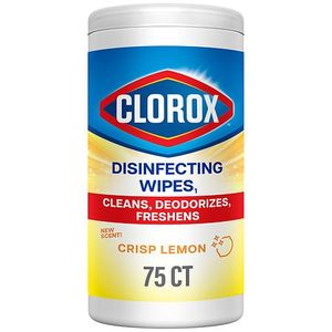 lot 124 image: Clorox Crisp Lemon Disinfecting Wipes Bleach Free Multi-Surface Cleaning Wipes - 75ct�� - Retail $6