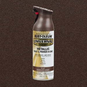 lot 129 image: Burnished Amber  Rust-Oleum Universal Metallic Paint & Primer Spray Paint-271472  11 oz - Retail $17