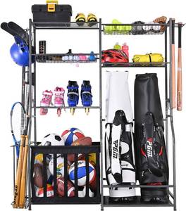 lot 1006 image: $136 Mythinglogic Garage Sports Equipment Storage, 2 Golf Bag Stands & Gear