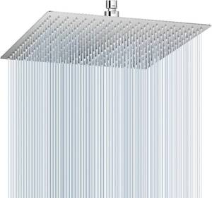 lot 1022 image: $66 16-in Brushed Nickel Rain Shower Head, All-Metal 304 Stainless, 324 Noz