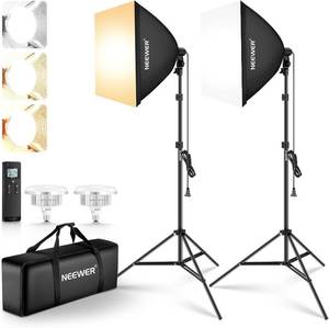 lot 1031 image: $100 NEEWER 2Pcs 24x24 Softbox Lighting Kit, Bi-Color 45W LEDs NK103