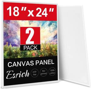 lot 1036 image: ESRICH Canvas for Painting 18x24 In, 2 Pack Primed Canvas Boards, 3mm