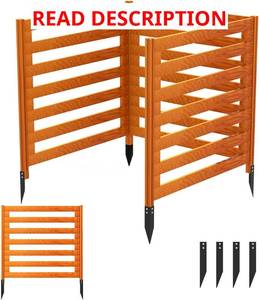 lot 1042 image: $99 36x36 Air Conditioner Fence, 3-Panel Wooden Privacy Screens with Stakes