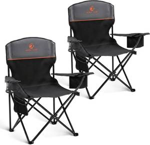 lot 1051 image: $59 ALPHA CAMP Chair 350 lb Capacity, Heavy-Duty Folding Chair with 4-Can C