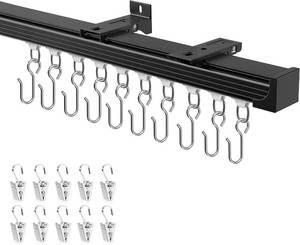 lot 1055 image: Ceiling Curtain Track 6 9 ft Black   Heavy-Duty CeilingWall Mount Rail