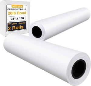 lot 1070 image: VOISEN Wide Format Plotter Paper, 24x150 ft, CAD Bond, 20lb, 2 Rolls