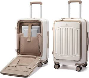 lot 1084 image: $80 LOVEVOOK Carry-On Luggage 22x14x9, Expandable PC Hardside Spinner with