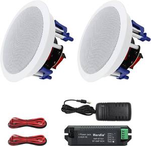 lot 1091 image: $108 Herdio 5.25 Bluetooth Ceiling Speakers, Recessed, 300W