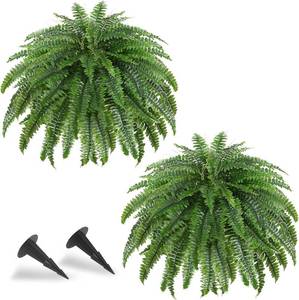 lot 1099 image: $70 50 Artificial Ferns Outdoor Faux Plants, 2-Pack, 96 Fronds & Ground Sp