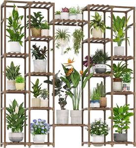 lot 1102 image: $51 GENTINGBRO Plant Stand Indoor Tall Hanging Shelf, 16-Tier Wood Plant Ra