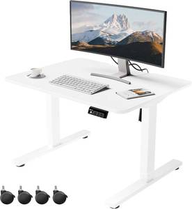 lot 1106 image: $130 ERGOMAKER Low Height Adjustable Desk with Lockable Wheels, 31.5x23.6