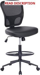 lot 1113 image: $160 HYLONE Armless Office Chair with Footrest, PU Leather, Adjustable Chai