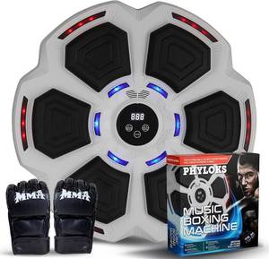 lot 1114 image: $70 PHYLOKS  Music Boxing Machine with Gloves, 9 Speeds & 9 Modes, Lights