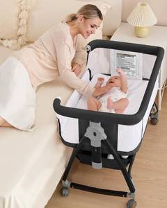 lot 1121 image: $110 Wayfong 3-in-1 Baby Bassinet Crib with Mesh, Bedside Sleeper 6-Height