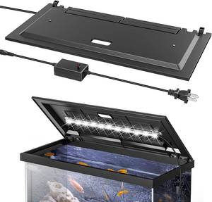 lot 1136 image: $48 LED Aquarium Hood for 24-Inch Tanks, Adjustable White Tube Light, Black